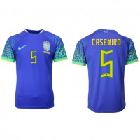 Koszulka piłkarska Brazylia Casemiro #5 Strój wyjazdowy MŚ 2022 tanio Krótki Rękaw